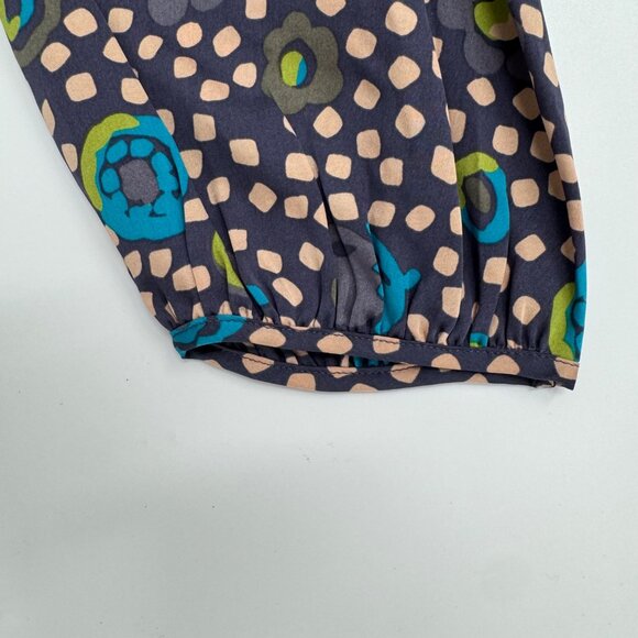 Boden Printed Silk Dress UK14 US10L Multicolor Dotted Floral Pattern 3/4 Sleeves - Picture 9 of 12